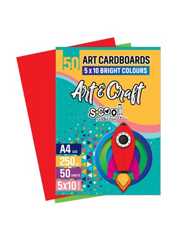 Carton color A4 S-COOL SC1808, 250g, 50 coli, 10 culori