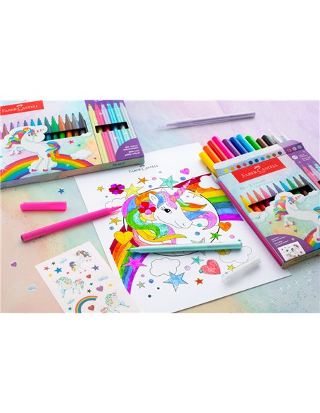 Carioci Faber-Castell FC554213, 13 culori, Motiv unicorn