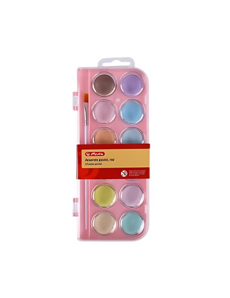 Acuarele Herlitz tip pastila 9495260, 12 culori pastel