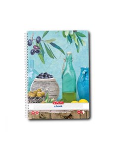 Caiet A5 cu spirala Herlitz, 100 file, 70g/mp, dictando, Motiv enjoy life 2