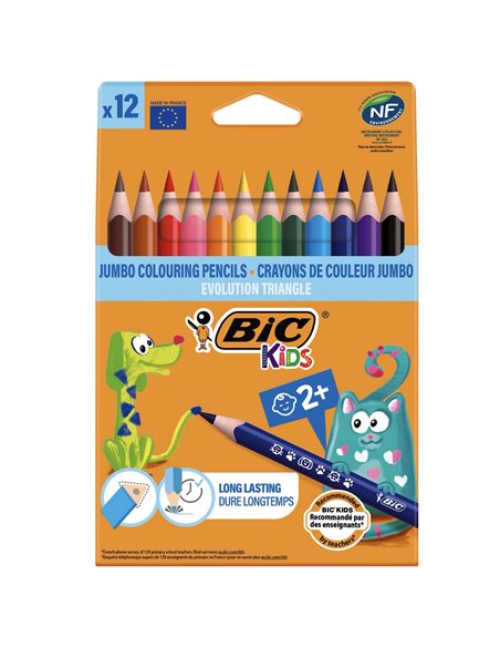 Creioane colorate BIC Evolution Triunghiulare, 12 buc/set Creioane colorate BIC Evolution Triunghiulare, 12 buc/set