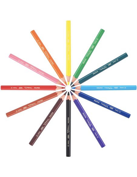 Creioane colorate BIC Evolution Triunghiulare, 12 buc/set Creioane colorate BIC Evolution Triunghiulare, 12 buc/set