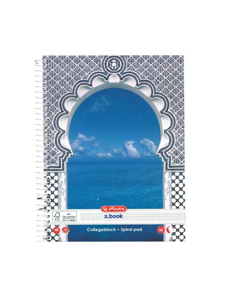 Caiet A5 cu spirala Herlitz 9484750, 100 file, 70 g/mp, Matematica, Motiv enjoy life