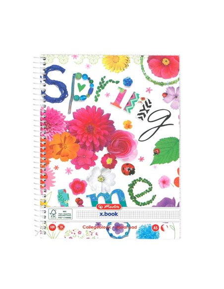 Caiet A5 cu spirala Herlitz 9484750, 100 file, 70 g/mp, Matematica, Motiv enjoy life