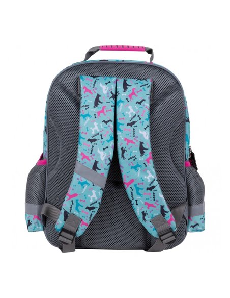 Ghiozdan scoala Cleo & Frank 28, 3 compartimente, Motiv woof 