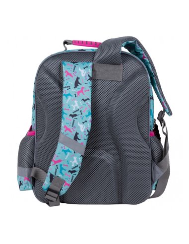 Ghiozdan scoala Cleo & Frank 28, 3 compartimente, Motiv woof 