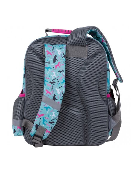 Ghiozdan scoala Cleo & Frank 28, 3 compartimente, Motiv woof 