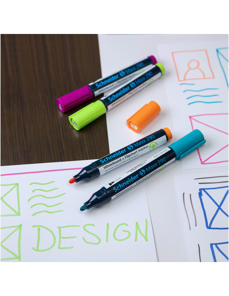 SD-2932,Marker Whiteboard Schneider Maxx 290 2 - 3 mm Varf Rotund - Set 4 buc SD-2932,Marker Whiteboard Schneider Maxx 290 2 - 3 mm Varf Rotund - Set 4 buc