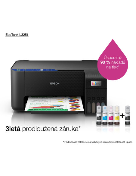 Imprimanta multifunctionala Inkjet Color Epson EcoTank L3251, Negru