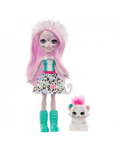 Papusa Enchantimals by Mattel Sybill Snow Leopard cu figurina