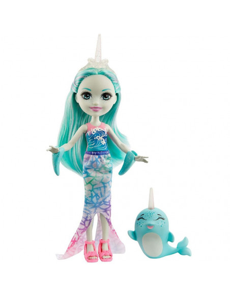 Papusa Enchantimals by Mattel Naddie Narwhal cu figurina