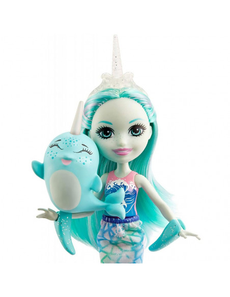 Papusa Enchantimals by Mattel Naddie Narwhal cu figurina