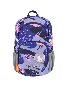 Ghiozdan scoala Lively Tiger Family TGLY-017A, Motiv blue leaves 2