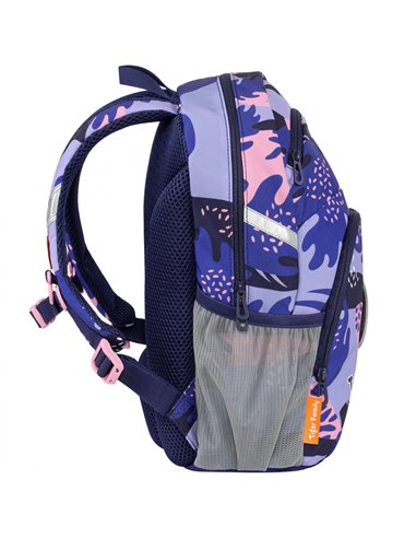 Ghiozdan scoala Lively Tiger Family TGLY-017A, Motiv blue leaves