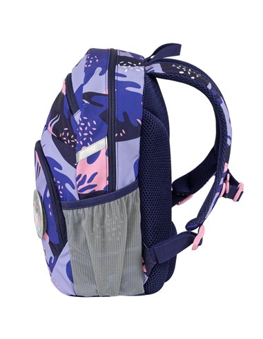 Ghiozdan scoala Lively Tiger Family TGLY-017A, Motiv blue leaves