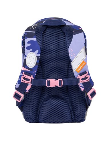 Ghiozdan scoala Lively Tiger Family TGLY-017A, Motiv blue leaves