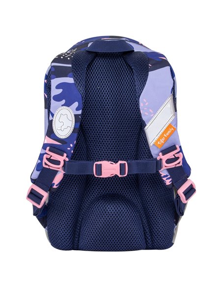 Ghiozdan scoala Lively Tiger Family TGLY-017A, Motiv blue leaves