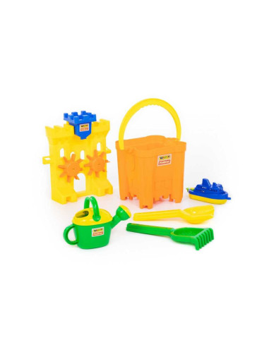 ROB-45164,Galeata nisip+5 accesorii - CastleMaxi, 34x30x34 cm, Wader