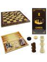 ROB-S3037,Joc 3 in 1: sah, table, dame! Cutie lemn, 29.5x14.5 cm