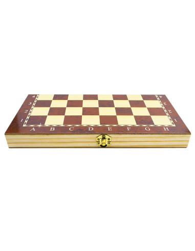 ROB-S3037,Joc 3 in 1: sah, table, dame! Cutie lemn, 29.5x14.5 cm