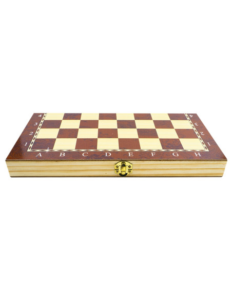 ROB-S3037,Joc 3 in 1: sah, table, dame! Cutie lemn, 29.5x14.5 cm