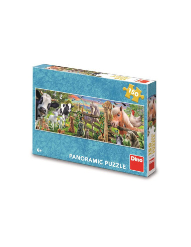 ROB-393356,Puzzle panoramic Animale ferma, 150 piese - DINO TOYS