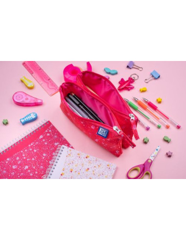 400159628,Penar oxford 2 zip floral, tip etui dublu, 2 fermoare, culori asortate