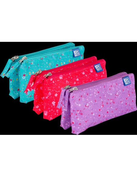 400159628,Penar oxford 2 zip floral, tip etui dublu, 2 fermoare, culori asortate