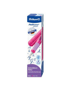 824828,Stilou pelikano junior, penita a, grip ergonomic, pentru dreptaci, culoare roz, in cutie de carton