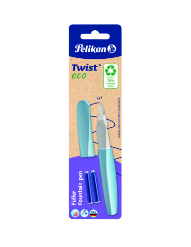 822244,Stilou twist din material reciclat, culori asortate, penita m, blister