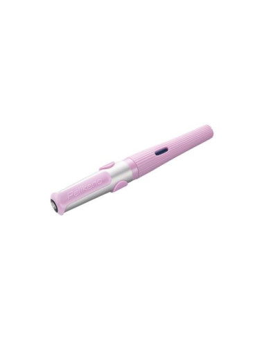 824552,Stilou pelikano structure, penita l, grip ergonomic, pentru stangaci, 1 patron mare albastru inclus, culoare roz deschis,
