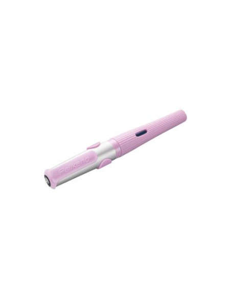 824552,Stilou pelikano structure, penita l, grip ergonomic, pentru stangaci, 1 patron mare albastru inclus, culoare roz deschis,