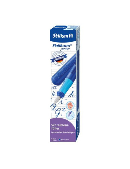 824859,Stilou pelikano junior, penita l, grip ergonomic, pentru stangaci, culoare albastru, in cutie de carton