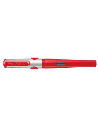 824460,Stilou pelikano, penita m, grip ergonomic, pentru dreptaci, 1 patron mare albastru inclus, culoare rosu, in cutie de cart