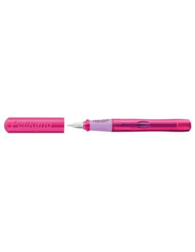 824866,Stilou pelikano junior, penita l, grip ergonomic, pentru stangaci, culoare roz, in cutie de carton