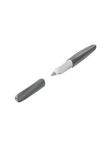 Roller twist eco, grip ergonomic, ambidextru, 1 rezerva albastra inclusa, culoare gri deschis, in cutie de carton