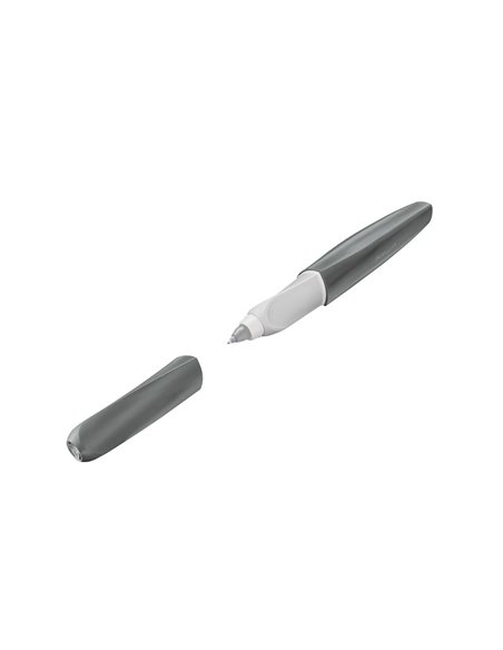 Roller twist eco, grip ergonomic, ambidextru, 1 rezerva albastra inclusa, culoare gri deschis, in cutie de carton