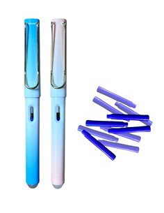 Set stilouri cu cerneala termosensibila si penita ascunsa + Rezerve, Pastel, Bleu/Roz