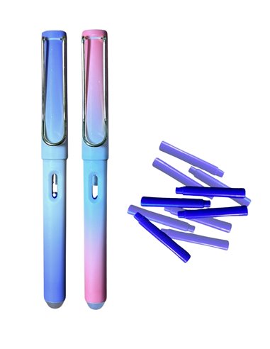 Set stilouri cu cerneala termosensibila si penita ascunsa + Rezerve, Pastel, Mov/Roz