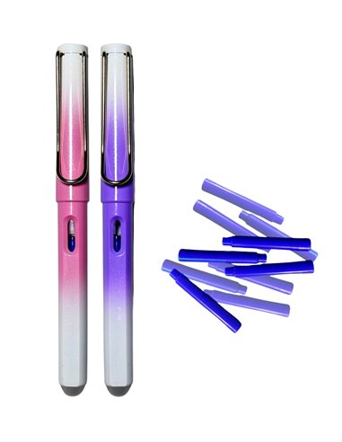 Set stilouri cu cerneala termosensibila si penita ascunsa + Rezerve, Ultraman, Roz/Mov
