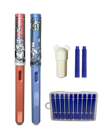 Set stilouri cu cerneala termosensibila + Rezerve, Fox, Portocaliu/Bleu