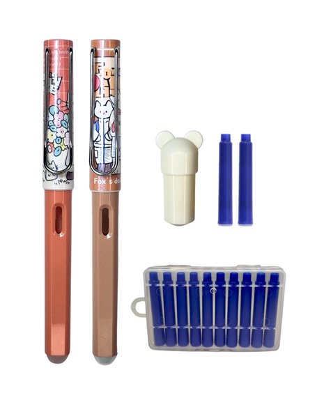 Set stilouri cu cerneala termosensibila + Rezerve, Fox, Portocaliu/Maro