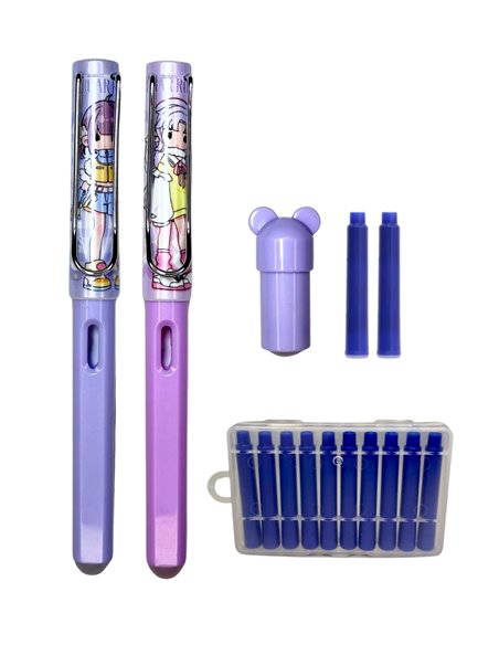 Set stilouri cu cerneala termosensibila + Rezerve, Sugar roll, Mov/Liliac