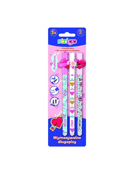 Set 3 pixuri cu cerneala termosensibila Strigo Loveex, Blister