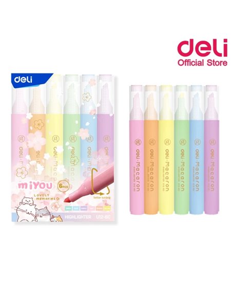 Textmarkere Slim MIYOU Macarons Deli, 6 culori Textmarkere Slim MIYOU Macarons Deli, 6 culori