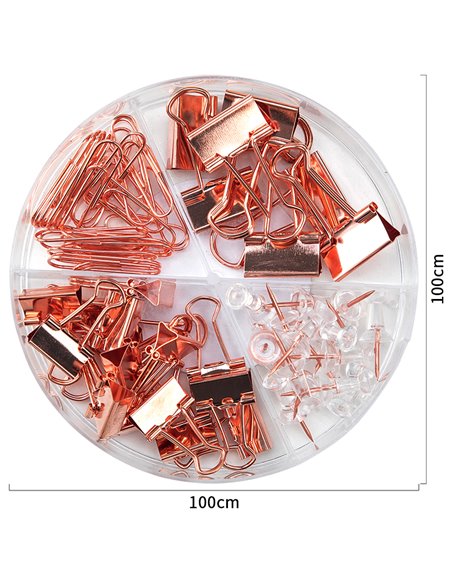 Set accesorii birou Deli DL78553 - Agrafe, clipsuri, pioneze, Golden rose