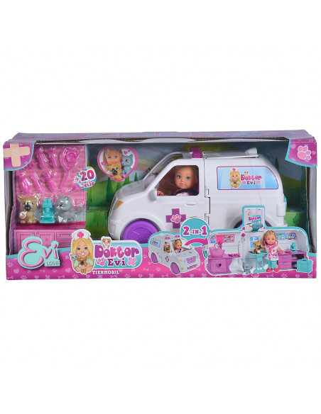 Set Simba Evi Love Doctor Evi 2 in 1 Vet Mobile masina cu