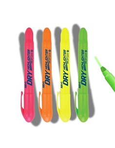 Textmarker Amor Dry T1044, varf rotund uscat, 4 culori/set, Fluorescent