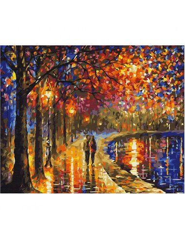 Pictura pe numere Brushme P4281, 40x50cm, Plimbare noaptea in parc