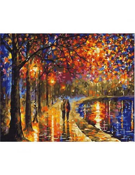 Pictura pe numere Brushme P4281, 40x50cm, Plimbare noaptea in parc